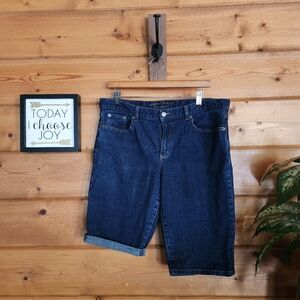 L. Ralph Lauren Jeans Co. Bermuda Denim Shorts Dark Wash Stretch Sz 12(36) X 12"